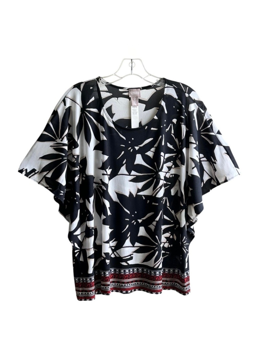 Chico's Short Bat Wing Sleeve Lightweight Nylon Blouse